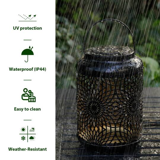 Glitzhome® 9" Cutout Metal Solar Powered Outdoor Hanging Lantern